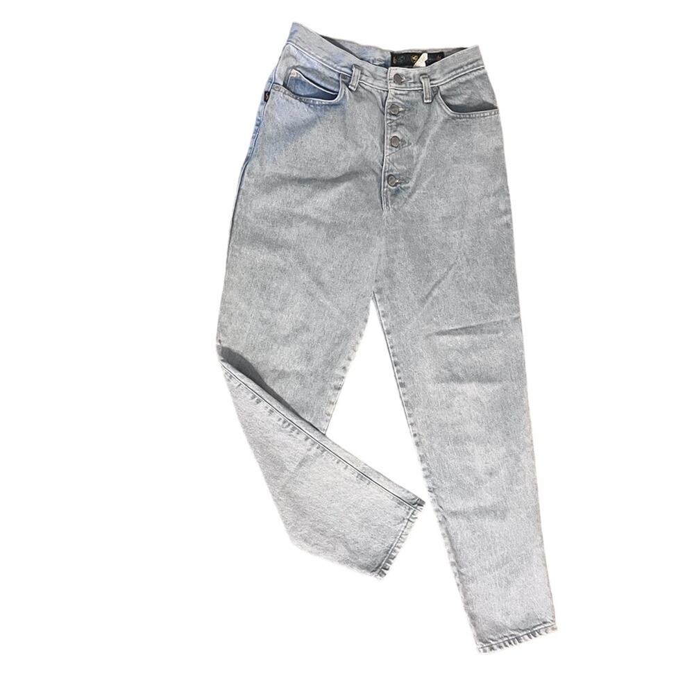 Vtg Sasson Light Wash Button Fly High Waist Tapered Leg Jeans 25x29
